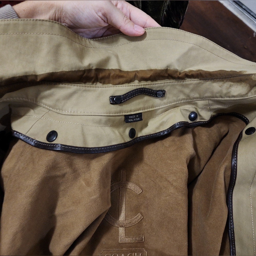 Men's Coach Khaki Tan Trench Coat Utility Jacket - Picture 16 of 17